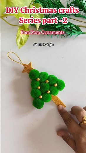 DIY Pom Pom Christmas Tree Ornament / Easy Handmade Christmas Decoration craft ideas #shorts #diy