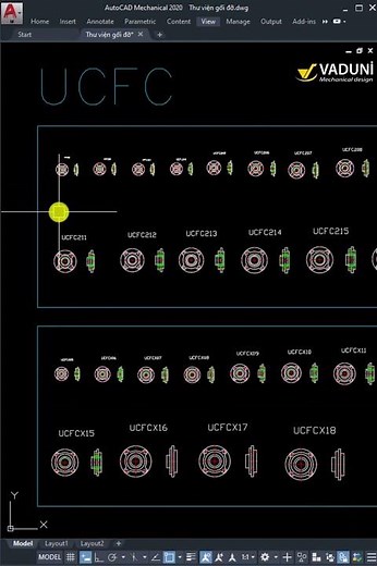 2D CAD Pillow Block Bearing Library