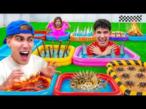 GIANT BOARD GAME WITH POOLS IN REAL LIFE !!