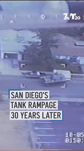 30 years ago a San Diego man stole a military tank and went on a rampage through the city. NBC 7 met with now retired police officers, Paul Paxton and Rick Piner, to revisit one of the most memorable events in San Diego history, and also recreated the pursuit's path with a retired NBC 7 video photographer, Mark Leimbach, who mined his years of experience to catch up with parade of patrol cars and recorded the unforgettable events of May 17, 1995, "a wild ride police were powerless to stop," as N