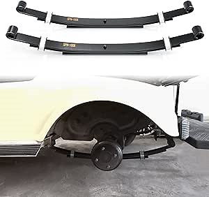 10L0L Golf Cart Heavy Duty Rear 3-Leaf Spring Kit Fit Club Car DS G&E 1981-Up,with Bushings & Sleeves & U Bolts,OEM 102006501, 1012303, 1015583