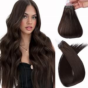 Amazon.com : MioYio Microlink Hair Extensions Human Hair 2 Medium Brown 30g/38s/Pack 18inch Microbead Micro Loop Hair Extensions Real Human Soft and Glossy Longer Life : Beauty & Personal Care