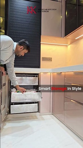 Stainless Steel Wicker Basket for Modular Kitchen | Premium Storage + Partition Design Ideas