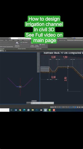 Irrigation channel design in Civil 3d #shorts #civil3d #autocad #tutorialautocad