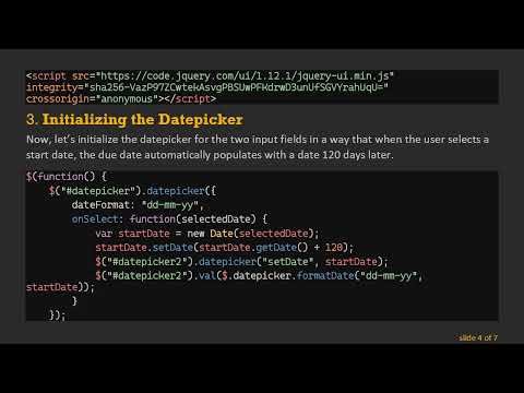 How to Automatically Increment 120 Days in a Datepicker Dropdown