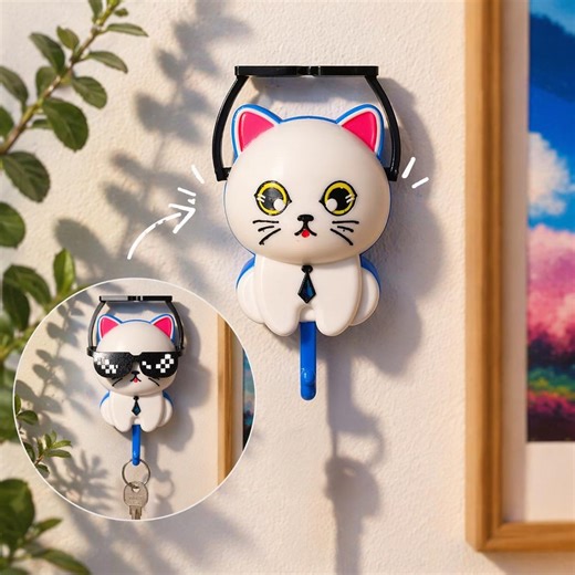 Cat Key Holder STL | Cat With Glasses Wall Hook (digital Download) - Etsy UK