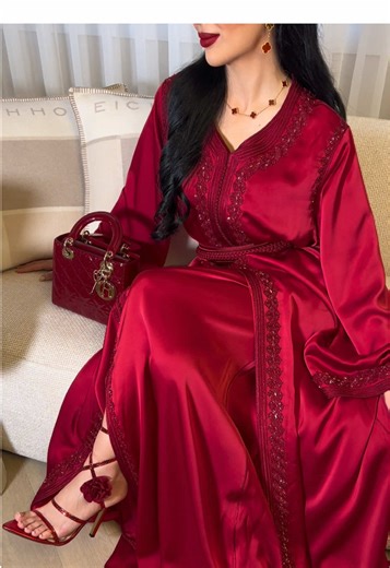 Classy Red Takshita: A Moroccan Wedding Attire