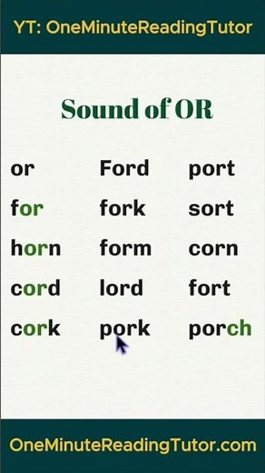 How to Read English - Sound of OR 1 #americanenglish #readingenglish #phonics