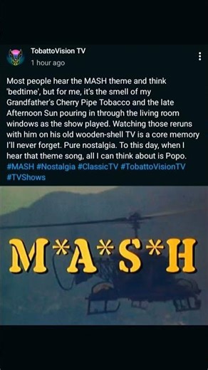To this day, that theme song gets to me. #MASH #Nostalgia #ClassicTV #TobattoVisionTV #TVShows