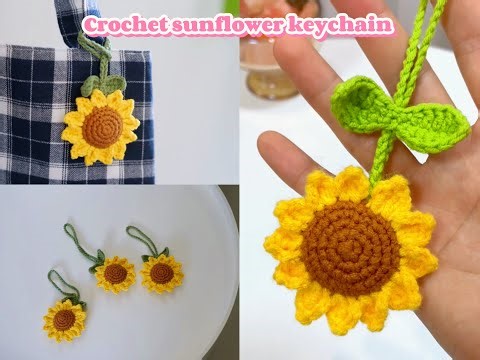 Tutorial on how to crochet a sunflower keychain yourself