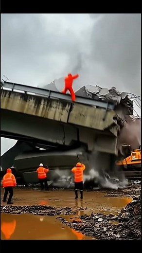 When You Demolish Too Soon… and Workers Are Still... #demolition #fail #construction #bridge