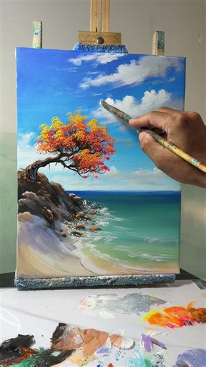 Easy Cloud Painting Tutorial ☁️ | Simple Sky Acrylic Art for Beginners