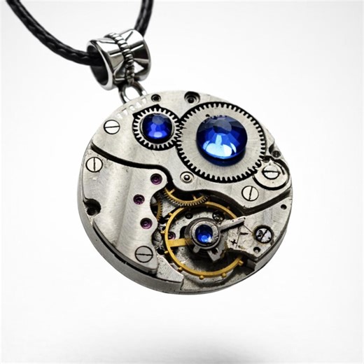 Steampunk Pendant With Genuine Vintage Watch Movement and Crystals - Etsy