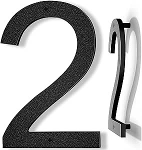 10 Inch Black House Numbers for Outside, Large Floating Home Address Numbers, Modern Outdoor House Number for Wall Street Garage Gate (2)
