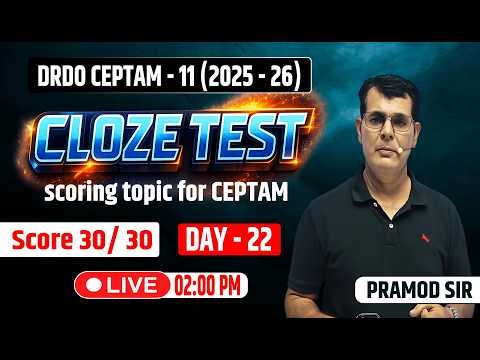 Complete English for DRDO CEPTAM 11 | Day 22 | Cloze Test | Magical Aptitude| #completeenglishcourse