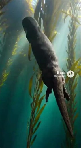 the otter weaves a golden dance of survival through the sun-drenched kelp sanctuary.