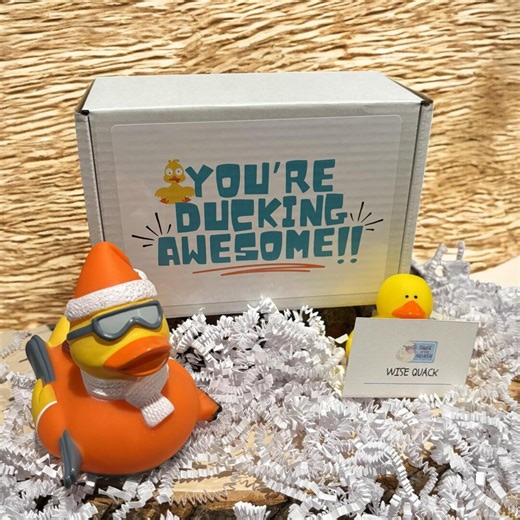 Skier Orange Rubber Duck Gift Box – Ski Lover Gift, Skiing Duck, Winter Sports Gift, Curated Gift Box, Unique Ski Gift - Etsy