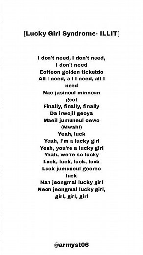 lucky girl Syndrome illit lyrics #viral #kpop #lyrics #fyp #explore #popular #viralshorts #illit