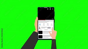 Clicking like, subscribe, and bell icon on a smartphone 4K animation. Subscribing channel and clicking on bell icon for notification footage with alpha channel. Animation of a man clicking like icon.