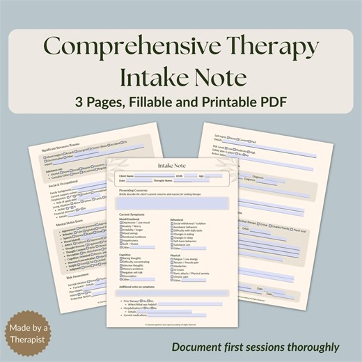 Therapy Intake Assessment Form | First Session Clinical Evaluation | Mental Health Counselor Template - Etsy