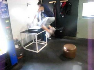 DeFrancosTraining.com - Female 36" box jump from a hassock!