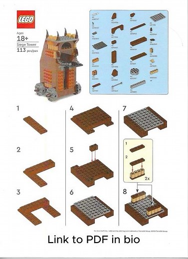 Instructions for the ‪@LEGO‬ LOTR Siege Tower make and take! PDF on our linktree in bio 🥰