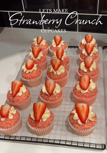 Strawberry Crunch Cupcakes Recipe | Easy Baking