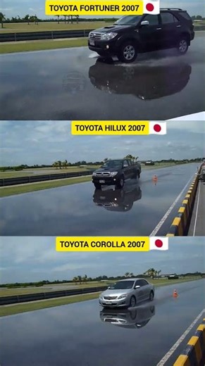 AMAZING TOYOTA Intelligent ABS Braking Test 🔥 Corolla vs Hilux vs Fortuner (2007)