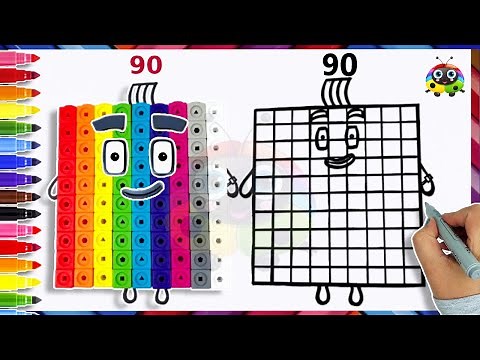 NUMBERBLOCK 90 Drawing & Coloring Tutorial For Kids | Easy Drawings For Kids