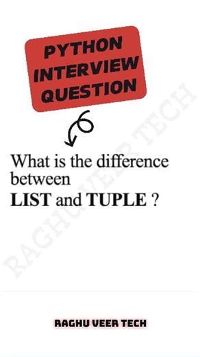 Python Most Asked Interview question | List Vs Tuple in Python #pythoninterview #coding #python