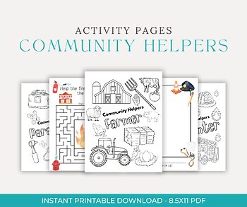 Community Helper Coloring and Activity Pages Worksheets PDF Printable