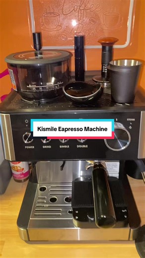 Kismile espresso machine review | espresso machine with grinder | home coffee bar setup coffee machine If you’re trying to build a home coffee bar or start making espresso drinks at home, this Kismile espresso machine with built-in grinder is one of the easiest setups. It grinds the beans, pulls 20 bar espresso shots, and has a steam wand for lattes and cappuccinos, so you can make coffee shop style drinks at home without needing separate equipment. Perfect for anyone who loves morning coffee ro
