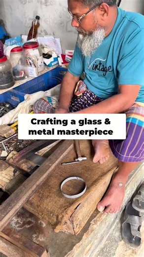 Watch this intricate process unfold! Precision metal and glass work creating something truly unique. #Crafting #DIY #Metalworking #GlassArt #MakingOf