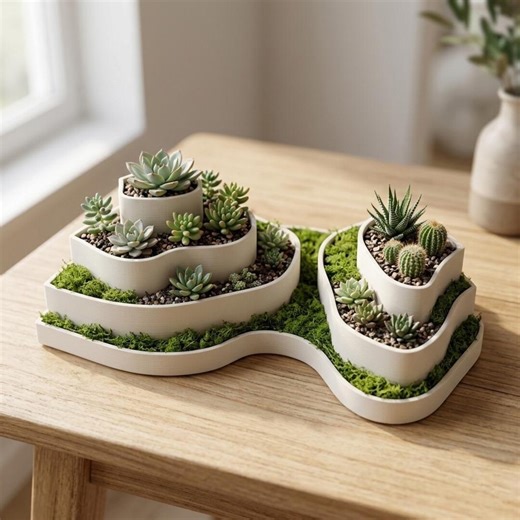 Curve Layer Succulents Pot STL + 3MF File | 3D Print Planter Pot for Home Decor - Etsy
