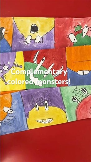 Complementary colored monsters inspired by a lesson from “Art with Trista”.