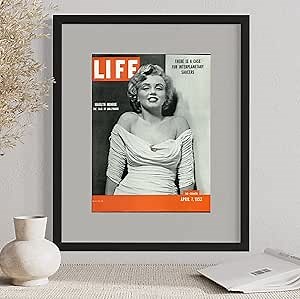 CountryArtHouse LIFE Magazine Solid Wood Picture Frame For Medium Sized 10.5" x 14" | Gray Mat 3" Wide for Outer Frame Size 13.5x17
