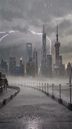 Shanghai Weather in 20 Seconds | Pudong Skyline AI #AI #Shanghai #Pudong #CinematicEarthIA