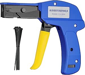 haisstronica Zip Tie Gun, Cable Tie Tool with Adjustable Tension to Fastening and Cutting Nylon Cable Ties with 20pcs Zip Ties