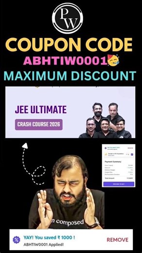 COUPON - ABHTIW0001 😍🥳|1000/- RsOff Coupon Code |PW LatestCoupon Code