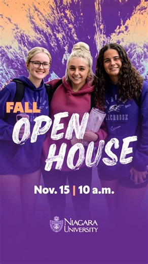 Find where you belong at our Fall Open House! 🍂🏠 College-bound students and their families are invited to join us on Saturday, Nov. 15, at 10 a.m. to experience all that Niagara University has to offer. Whether your college search is just beginning or you're ready to make your final decision, our Fall Open House is the perfect opportunity to find out why students choose NU! Learn more and register here: https://www.niagara.edu/event/fall-open-house-november/ | Niagara University