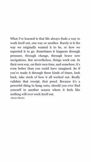 Stacie Martin on Instagram: "Your wild card is adaptation is zero expectations. Is knowing life always has a way of working itself out one way or another. @stacie.martin #itworks itself out #trustyourself to handle it #trusttheuniverse to have your back trust #divinetiming have faith in the whole picture when you only have the pieces #staciemartin"
