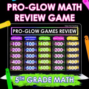 GLOW DAY 5th Grade Math Game Math Test Prep Spiral Review End of Year