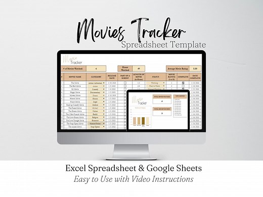 Movie Tracker Excel Spreadsheet, Movies Tracking Google Sheets, Film Tracker, Movie Journal, Movies Checklist, Movie Watch List Digital - Etsy