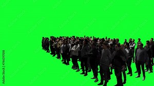 3D crowd on green screen background chroma key, Isolated group of people for interior and exterior scenes,Visual effect 3d animation for visualization. Stock Video