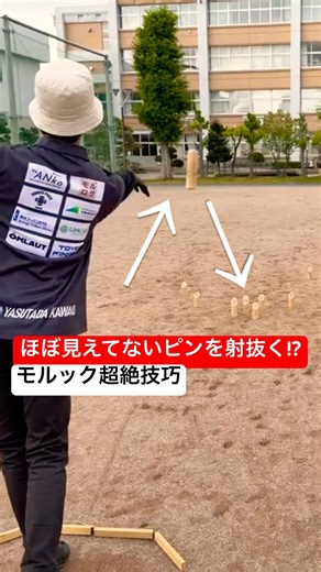 【超絶技巧】#モルック 縦ふわり⁉️左右前後数cmのズレも許されないコントロールショット❗️#sports #shorts