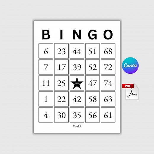 100 Printable Bingo Cards | 1, 2, 4 and 6 per Page, Custom Bingo Card, Editable Canva Template, Party Games, Holiday Bingo, Adult Bingo PDF - Etsy