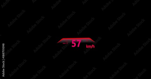 Digital Symbols at the Speedometer Animation. Car Speedometer HUD with High-Tech User Interface. Alpha Luma Matte with Speed Showing UI Animation for Car