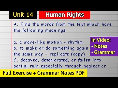 Class 12 English | Unit 14 Human Rights ( I am Sorry) Exercise and Grammar
