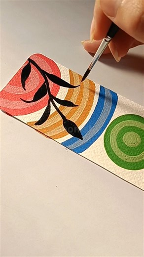 Aesthetic Pink+Mustard+Green+Blue Boho Art Bookmark 💖🌿✨ Minimal Abstract Painting #bookmark #bohoart