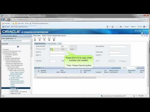Entering a basic blanket sales order - JDE E1 90 - Sales Order Entry.mp4